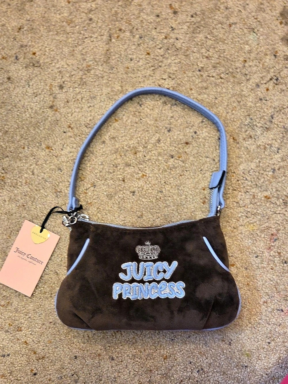 Juicy Couture Juicy Princess Velour Shoulder Bag Brown & Blue